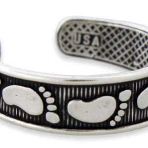 Jewelry - Sterling Foot Prints Adjustable Toe Ring! Jewelry - Sterling Foot Prints Adjustable Toe Ring!